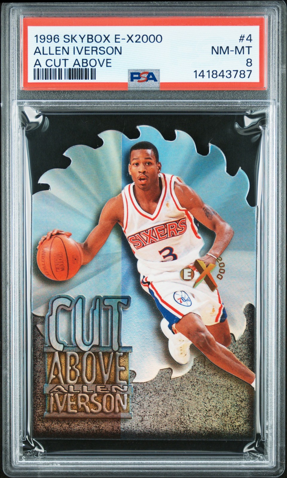 1996 SKYBOX E-X2000 A CUT ABOVE #4 ALLEN IVERSON PSA 8
