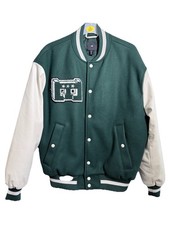 H&M Green Varsity Jacket – Size Medium – Classic Letterman Style