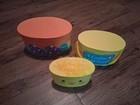 Vintage Set of 3 Paper Flat Egg Shaped Easter Lidded Boxes Victorian Style  — photo 1