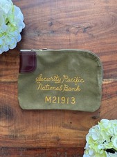 Vintage Rifkin Bank Money Bag Security Pacific National Bank - Olive Green