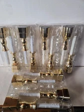 Set of 12 Bethlehem Lights Gold Brass Window Candles W/ Timers, Tested,Pre-Owned