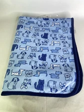 Gerber Plush Baby Blanket Multi Purpose Puppy Dogs Blue Security Lovey Sherpa
