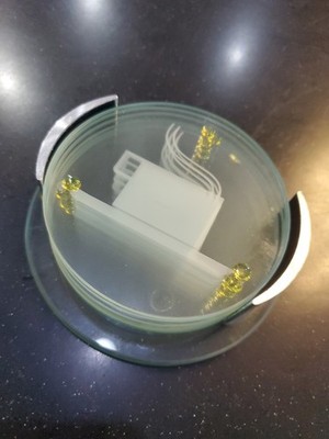 Set (6) MAGNETIC Clear Glass 4'' Drink Coasters w/Etched Hot Coffee+ Holder  