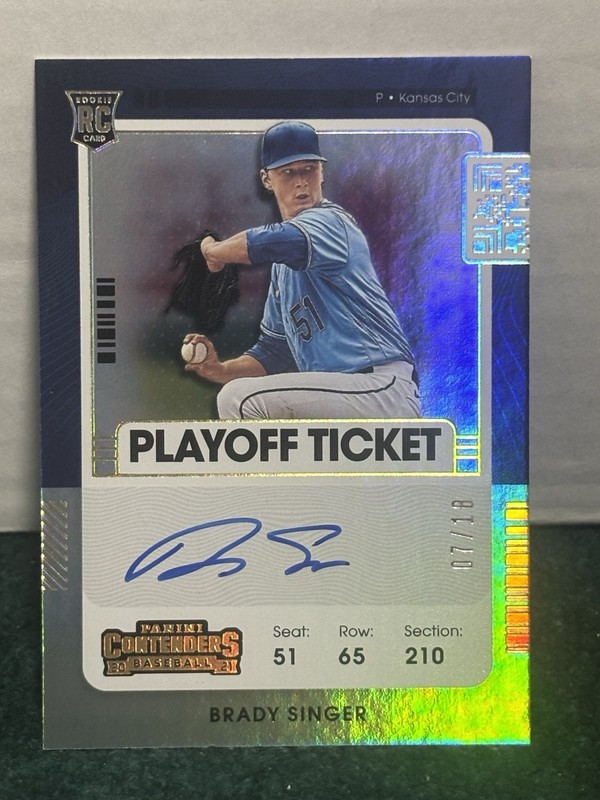 2021 Panini Contenders Playoff Ticket Gold Brady Singer Rookie Auto RC /10