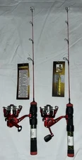2  HT Ice Fishing Rod & Reel Light Fiberglass D Style Guides 24” New 