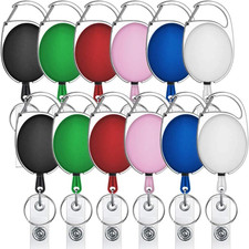 12 Packs Retractable ID Badge Card Holder Carabiner Badge Reel with Belt Clip an