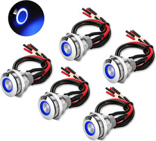 5 Pezzi 19mm Interruttore a Pulsante 12V, 4 pin Metallo Pulsante Autobloccante a