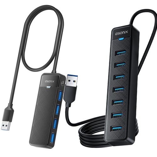 USB 3.0 Hub 4/7 Port Splitter Adapter mit Aktiv Netzteil Verteiler für PC Laptop - Afbeelding 1 van 29