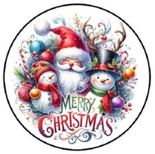 MERRY CHRISTMAS SANTA SNOWMAN WREATH ENVELOPE SEALS LABELS STICKERS PARTY FAVORS