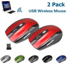 2 Wireless Optical Mouse Mice & USB Receiver For PC Laptop Computer DPI  2.4GHz