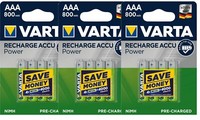 12 X Varta Recharge Accu Power 56703 800Mah Aaa Micro HR03 1,2V Akku Im Blister