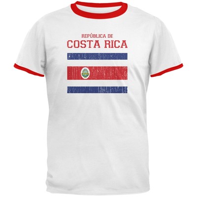 World Cup Distressed Flag Republica de Costa Rica White/Red Men's Ringer T-Shirt