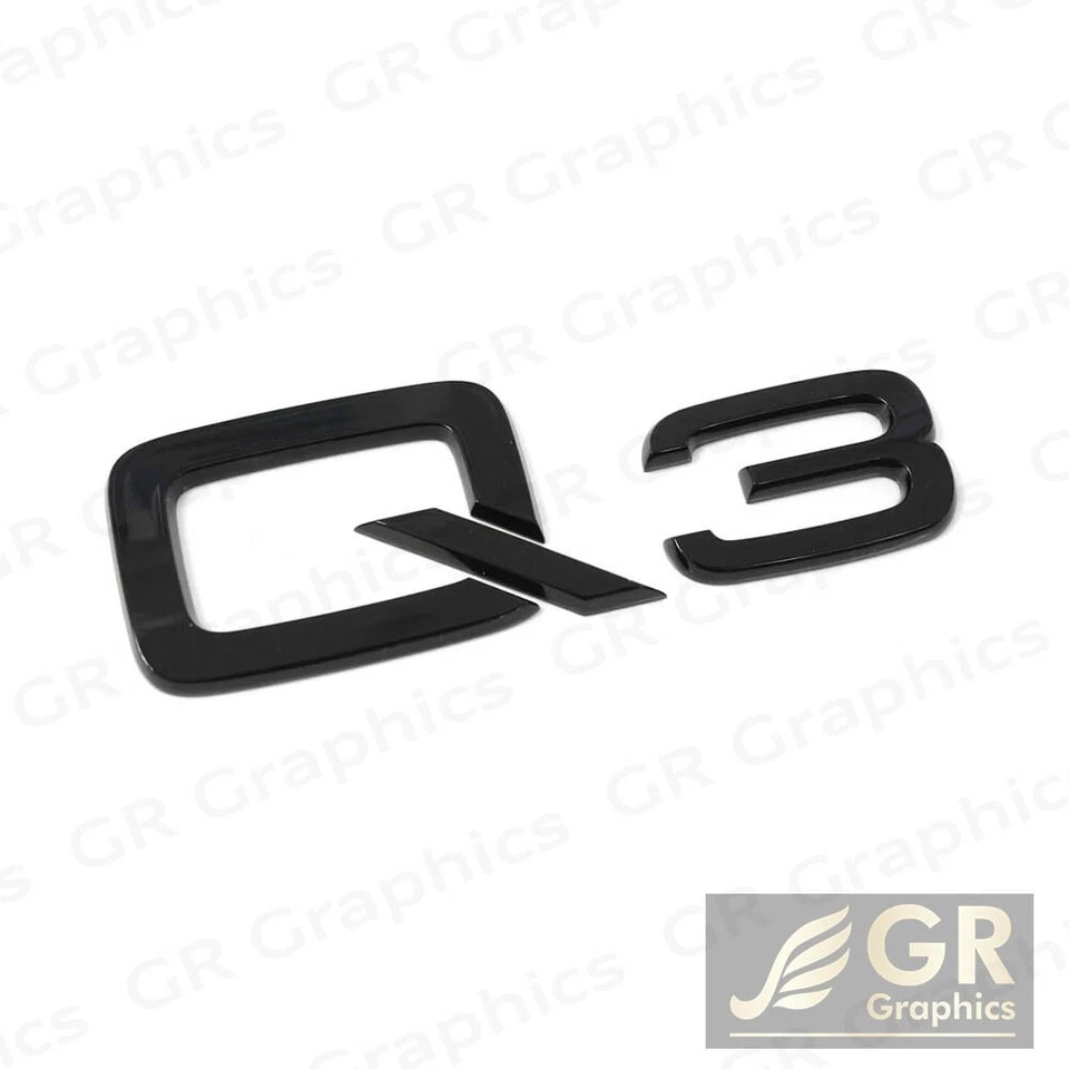 Audi Q3 TFSI 2015+ Front & Rear Rings Emblem Gloss Black 4 PCS Combo Set Foto 4 de 4