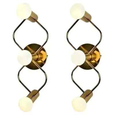 Sculptural Brass Wall Lights 1970s, Style Stilnovo Handmade Lamp One pcs