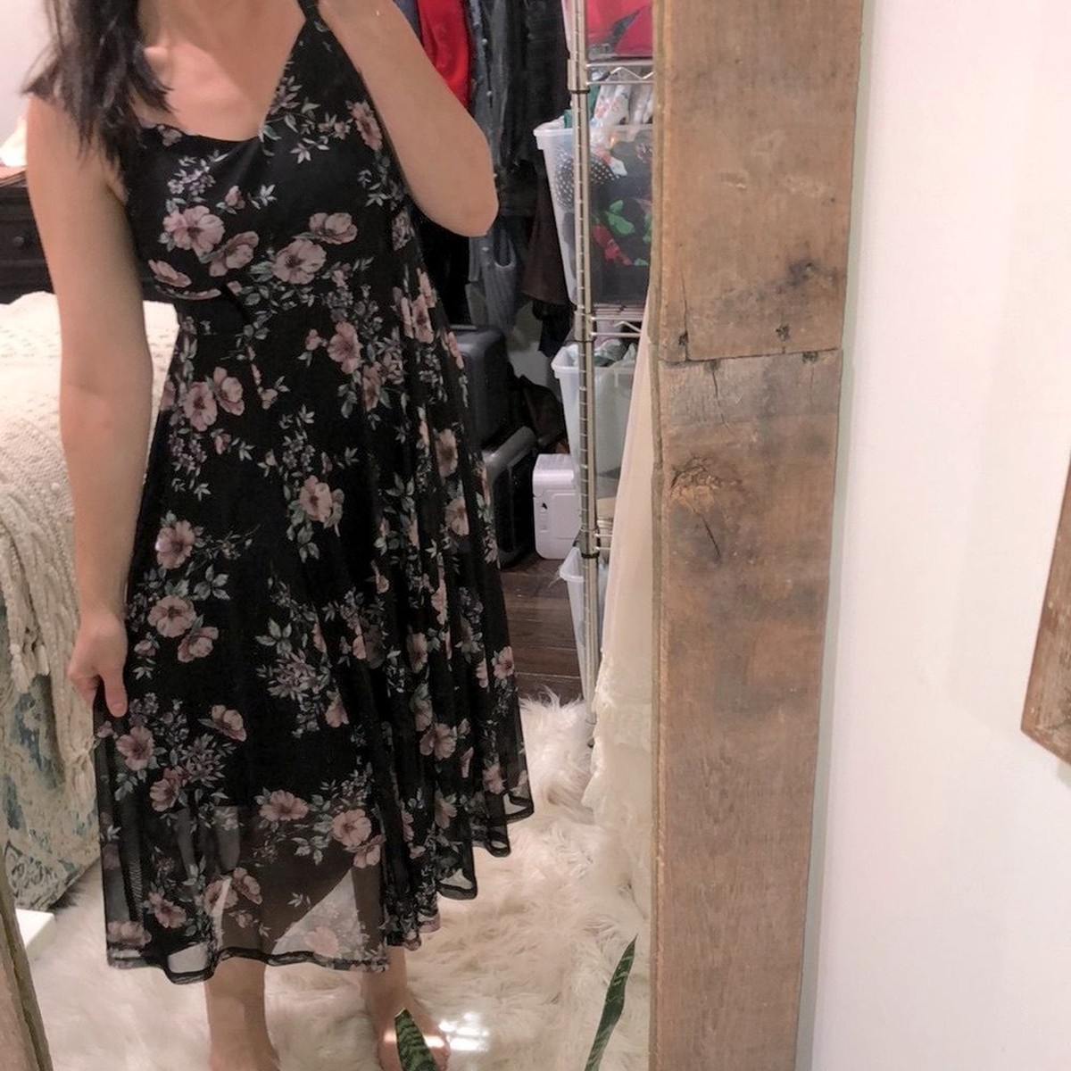 torrid black floral dress Torrid Black Floral Smocked Off the Shoulder Maxi Dress Women's Plus S –  Becky Park main image 0
