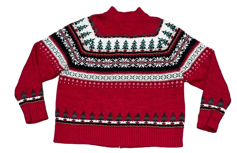 Cárdigan Suéter Navidad Fair Isle Coleccionables Heirloom Cremallera Completa XL De Colección Foto 2 de 4