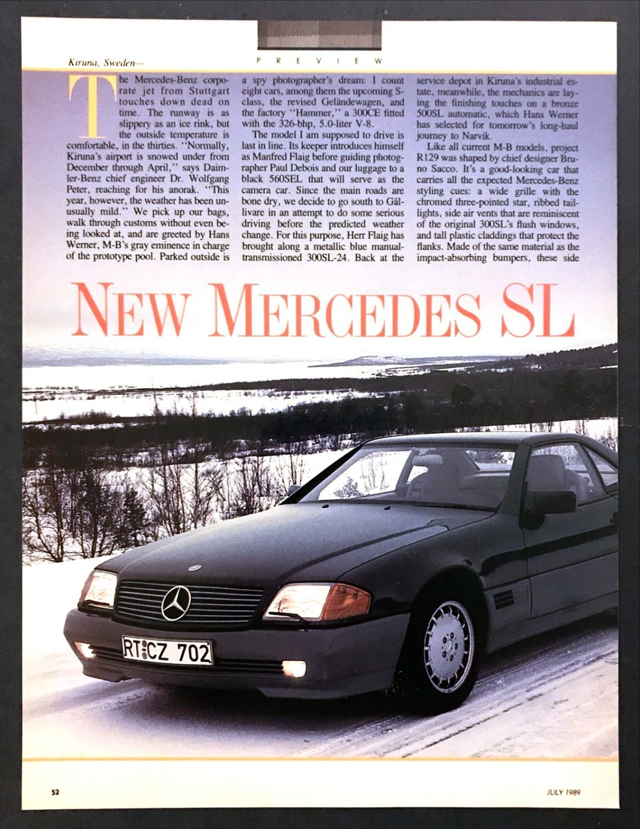 1989 Mercedes-Benz 500SL Coupe Road Test Tech Data Photos Review