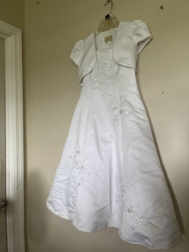 Robe à manches courtes 100 % polyester blanc Cendrillon Taille 8 avec gilet - Photo 1 sur 12