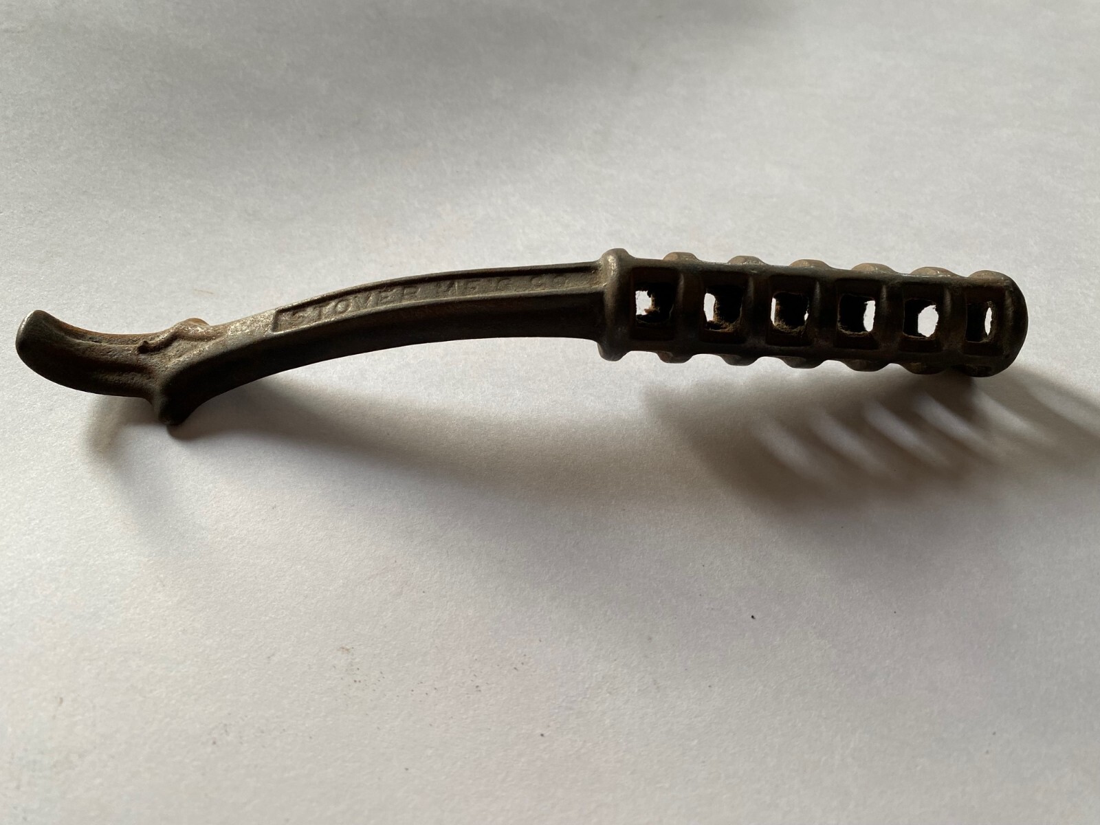 Stover Mfg Co. Antique Cast Nickel Plate ? Wood Cook Stove Lid Lifter 8