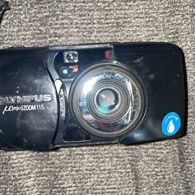 Olympus μ Mju Zoom 115 Black Point & Shoot 35mm Film Camera W/Case