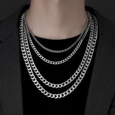 6 Type Width Hip Hop Titanium Steel Cuban Chain Choker Necklace for Men 3.5-10mm