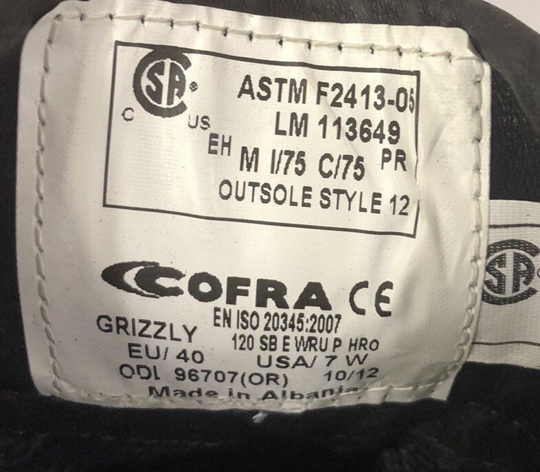 COFRA Womens Black Pull On Safety Boots Size 7 / Grizzly ￼LM
