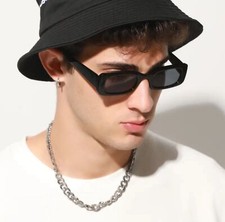 Square Sunglasses Men Rectangle Brand Designer Small Sun Glasses Male Retro Blac