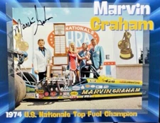 VRHTF NHRA RARE SIGNED BY MARVIN WHO? MARVIN GRAHAM TOP FUEL DRAGSTER HAND OUT