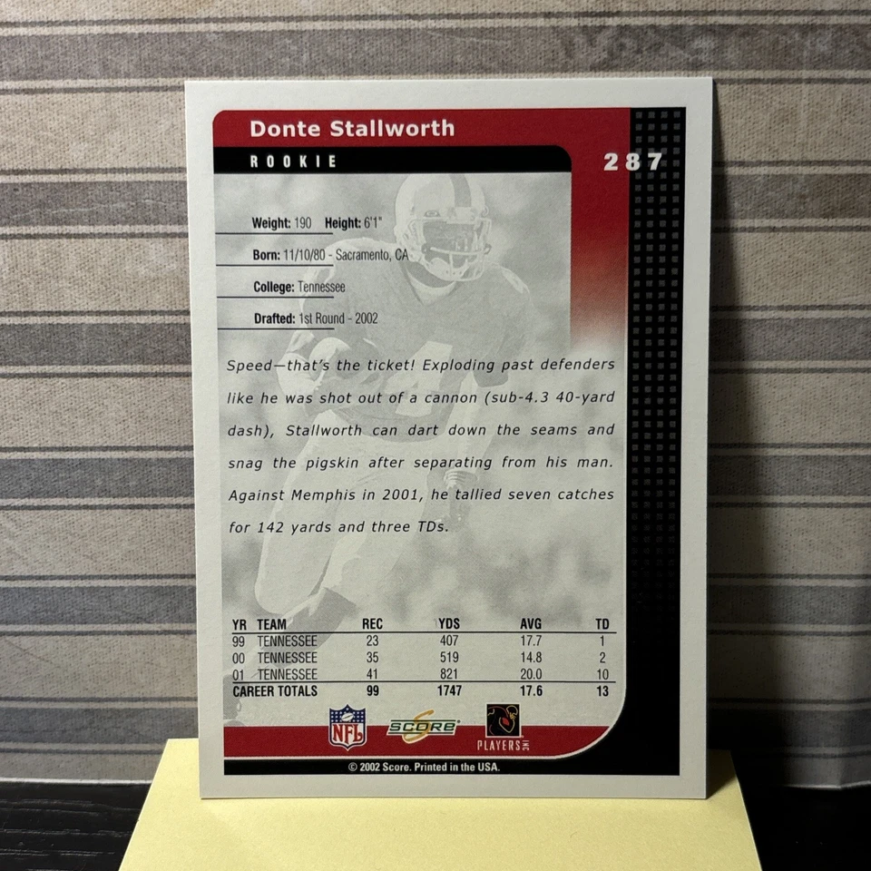 2002 Score - #287 Donte Stallworth (RC) - Image 2 of 2