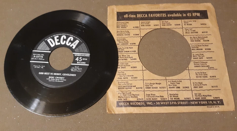 Bing Crosby White Christmas 9-23778 Decca Records 45rpm VINYL LP Record - Image 3 of 4