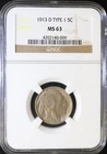 1913-D Type 1 Buffalo Nickel NGC MS63 - Uncirculated Mint State Buffalo!