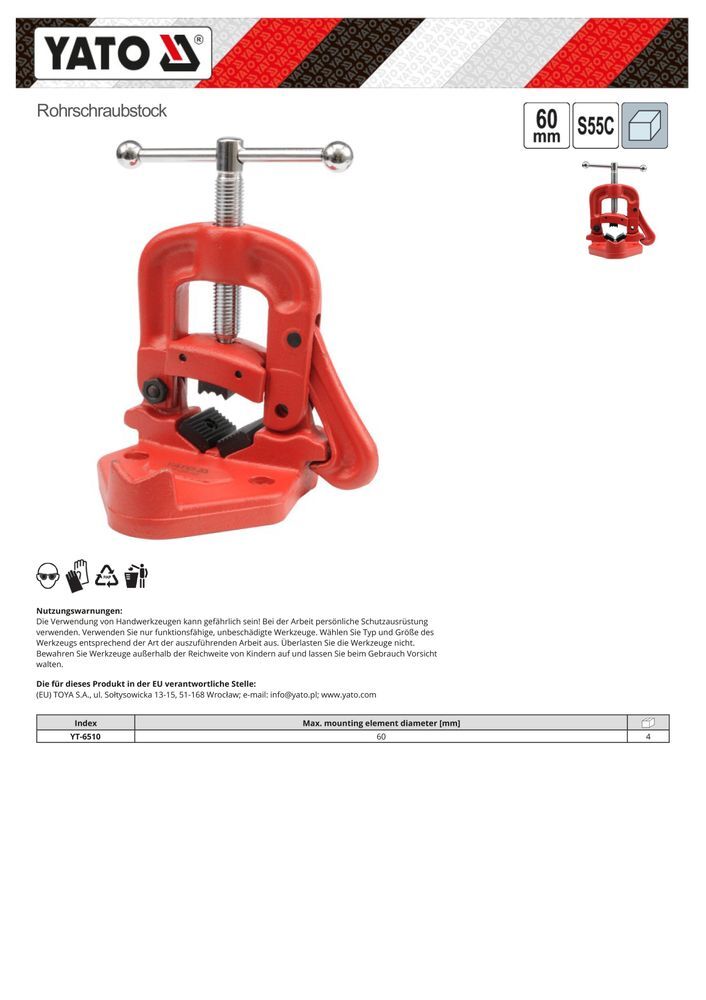 Morsa Per Tubi Yato YT-6510 | 2 Pollici | Per Lavori Di Idraulica E Meccanica - Foto 9
