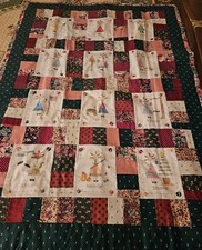 Adorable Homemade Patchwork Quilt Wall Hanging Months Of The Year 51" X 36"Wide