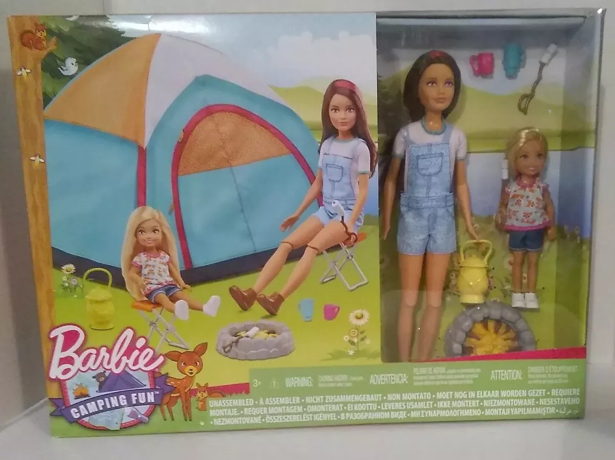 Barbie Camping Fun 2017 Campsite Playset Mattel 2 Dolls NRFB Open Box  Complete