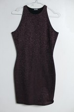 Missguided Womens Shimmery Bodycon Dress - Black - Size 8 (b16)