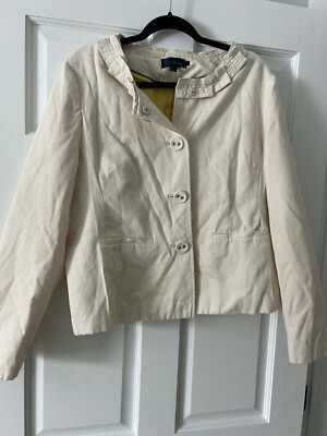 (E1) Boden women's ruffle collar coat cream ivory Size 18 