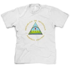 NICARAGUA COUNTRY SEAL FLAG White Cotton Adult Unisex T-Shirt Tee Top