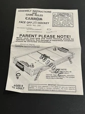Vintage CARROM Face Off Hockey Model 200 Assembly Instructions & Game Rules