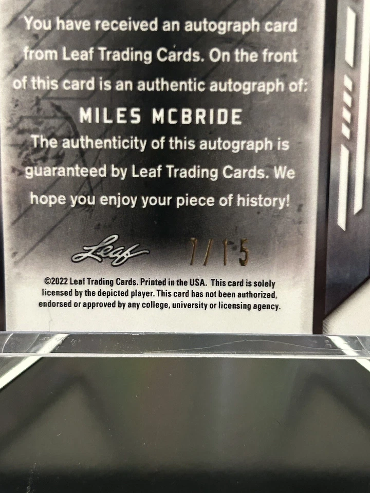 2022 Leaf Metal Miles McBride Purple Prismatic Auto RC #7/15. WVU Basketball. - Image 3 of 3