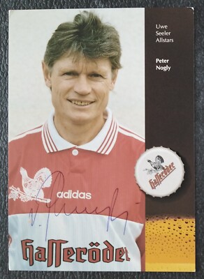 5341 Peter Nogly Uwe Seeler Allstars Autogrammkarte original signiert