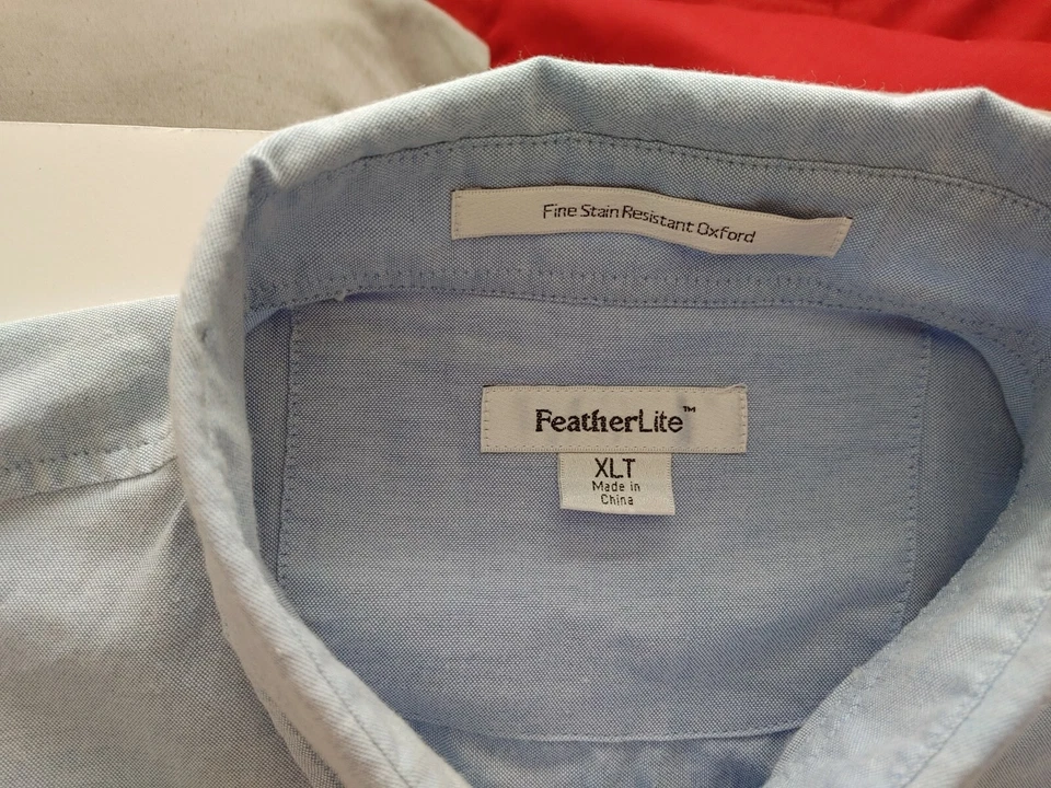  Featherlite Buttondown Men's XLT Blue Long Sleeve Shirt Dress Casual Oxford - Image 2 of 3