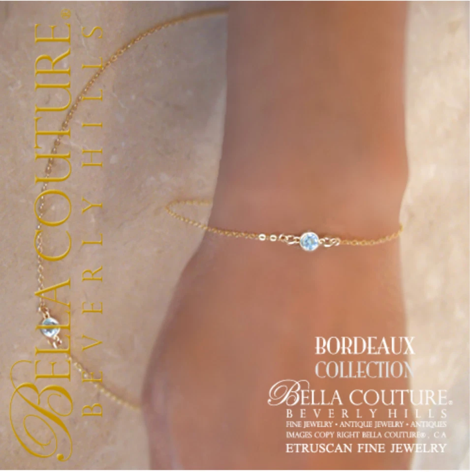 НОВЫЙ 18K ЖЕЛТОЕ ЗОЛОТО 5 ММ НАТУРАЛЬНЫЙ АКВАМАРИН АРТ-ДЕКО ЦЕПОЧКА 14K ПОДВЕСКА БРАСЛЕТ - Изображение 3 из 4