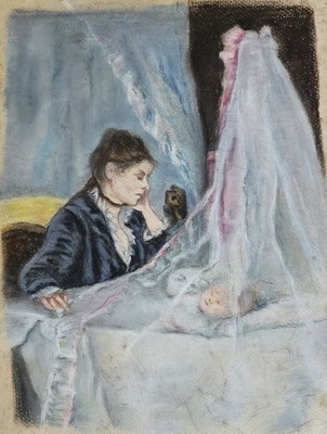 DIE WIEGE Pastell Zeichenstudie, nach Berthe Morisot