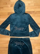 NEW! NWT JUICY COUTURE Velour OG Bling Tracksuit Set in Sea Dark Teal Size S
