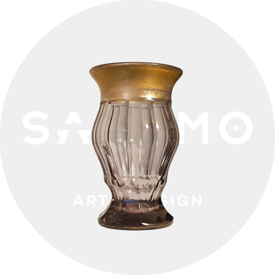 Vase soliflore en cristal de Bohême col doré – petit vase ancien or - Photo 2/4