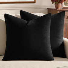 MIULEE Velvet Throw Pillow Covers 18x18 Inch 18" x Pack of 2 , Black