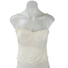 Reformation Novena Cream Corset Bustier Tie Strap Sleeveless Cami Crop Top Sz 6