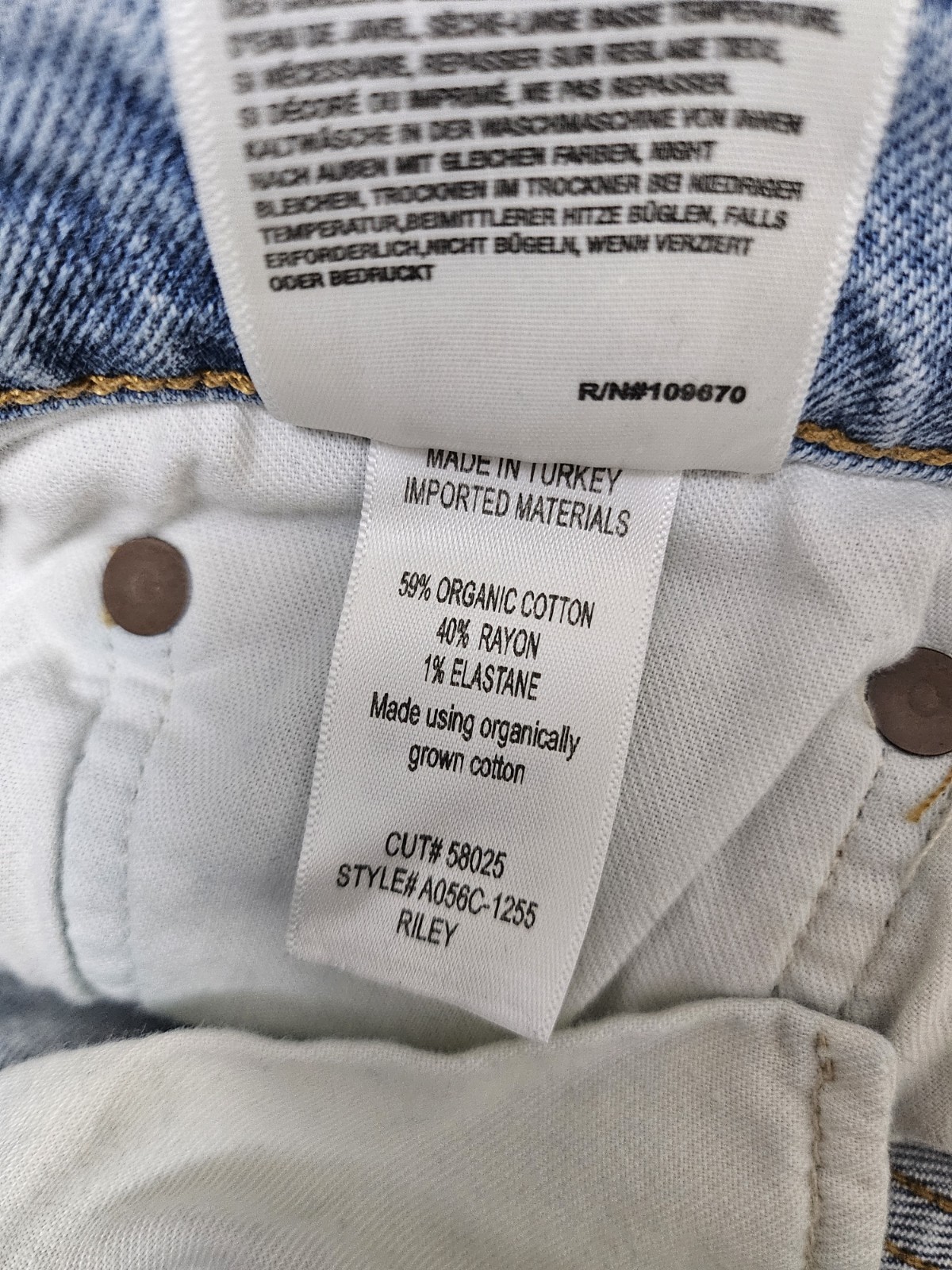 Agolde Riley High Rise Straight Crop Style A056-1255 Sz 31 Blue Button Fly