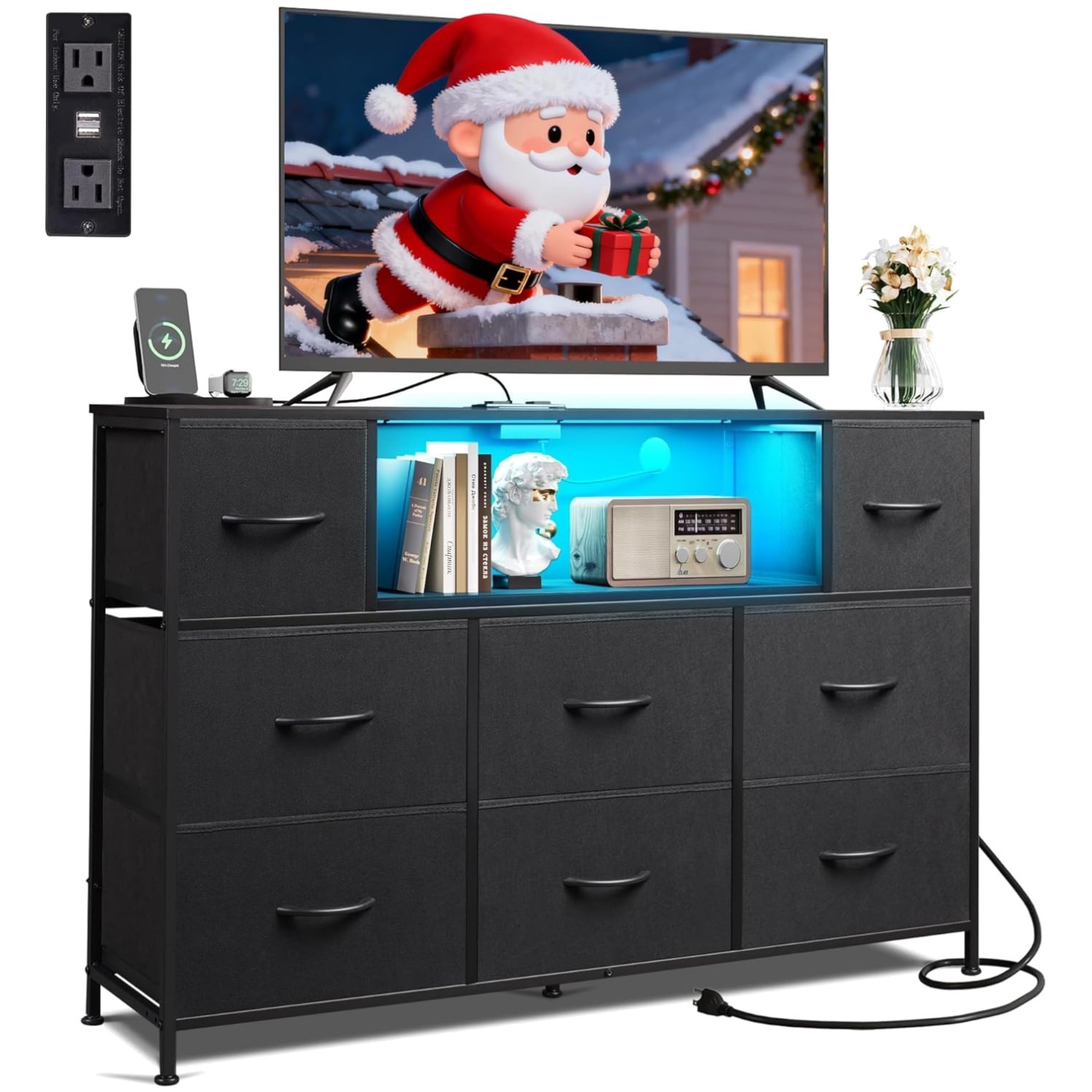 Modern Black Dresser Entertainment Center for 55" TV