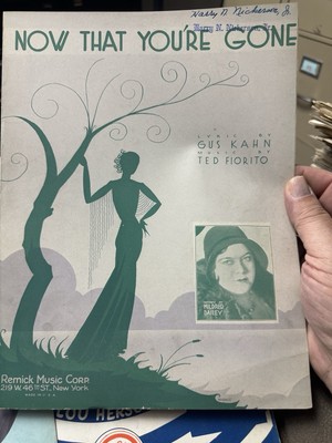 K 1931 Native American MILDRED BAILEY sheet music  Now That You re Gone 